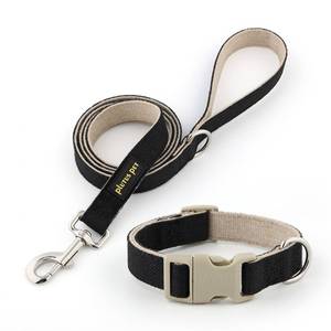lot 10278 image: Plutus Pet Cotton Hemp Dog Collar and Leash Set, Adjustable, Gentle on Skin