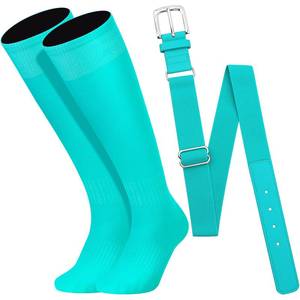 lot 10287 image: Baseball Socks and Belt Combo Set for Youth Boys Girls Adult, Softball Tball Belt Socks with Elastic Belts (Teal, Small)