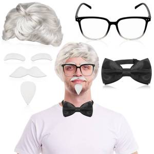 lot 10289 image: Jutom 7 Pcs Halloween Colonel Costume Set Funny Old Man Wig Cosplay Outfit