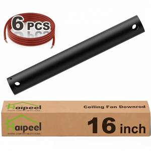 lot 10291 image: Haipeel 16 Inch Ceiling Fan Downrod with Extended Cord, 1 Inch OD, Black