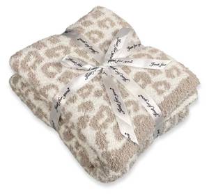 lot 13261 image: GY Cheetah Leopard Print Throw Blanket Microfiber Reversible Beige