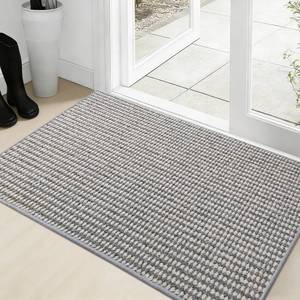 lot 13274 image: J Rombol Dirt Trapping Door Mat 24x36 Grey & White Faux Jute Rug