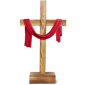 lot 13284 image: Lineshading Wooden Standing Cross 21 Inch Unfinished Christmas Decor