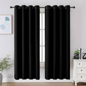 lot 13288 image: CUCRAF Black Blackout Curtains Grommet 52 x 72 Inch 2 Panels
