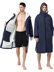 lot 13294 image: Loofure Unisex Sherpa-Lined Swim Parka Changing Robe Windproof Hooded