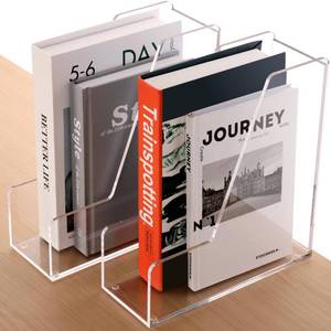 lot 13296 image: HeZone Clear Acrylic Desk File Organizer Magazine Holder 2 Pack