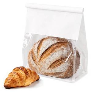 lot 13299 image: Roppolo 100 Pack Large Paper Bread Bags with Tin Tie 11 x 8.6 x 4.3 Inch