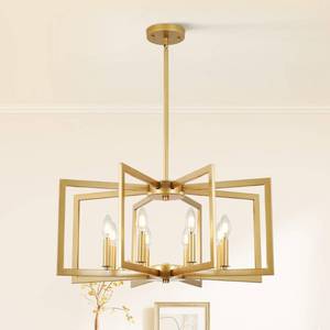lot 13305 image: 8-Light Gold Modern Farmhouse Geometric Chandelier Large  Retail $249.99