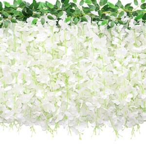lot 13337 image: Sivepy Artificial Wisteria Hanging Flower Garland 60 Branches 4 Pcs White