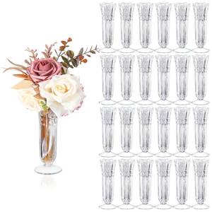 lot 13339 image: 24 Pcs Small Clear Plastic Bud Vases 6 Inch Mini Crystal