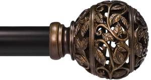lot 13344 image: EQURROY Curtain Rod 48-84 Inch Adjustable Brown Branch Leaf Finial