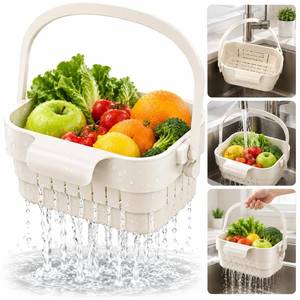 lot 13353 image: Generic Foldable Hanging Sink Drain Basket Colander With Flip Cover