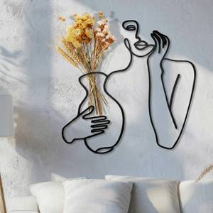 lot 14046 image: Pelopy Black Metal Abstract Woman Wall Art 11.8 x 11.8 Inches