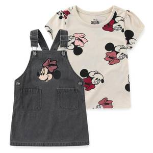 lot 14055 image: Disney Minnie Mouse Girls Denim Jumper Dress with T-Shirt 2-Piece Set