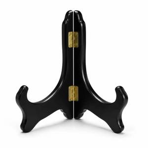 lot 14069 image: Wooden Display Stand Black Folding Plate Stand 12 Inch