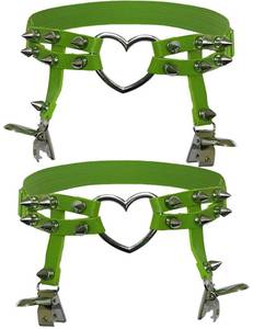 lot 14089 image: Adove Women Adjustable Leather Thigh Garter Heart Shaped 2 Pack Black