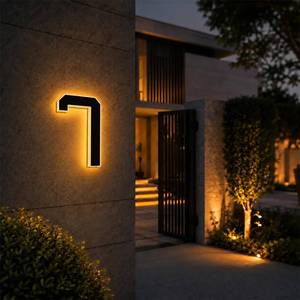lot 14094 image: Generic Solar House Numbers 4.7 Inch Black Backlit Outdoor
