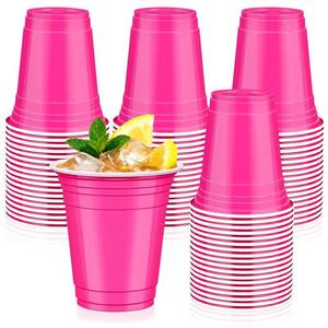lot 14097 image: LIKAJON Hot Pink Plastic Disposable Cups, 12 oz, 50 Pack