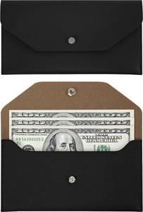 lot 14104 image: Carrotez PU Leather Cash Envelope Wallet 6.8 x 3.5 Inch Black