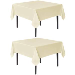 lot 14108 image: Sancua Square Fabric Tablecloth 54x54 Inch Beige, 2 Pack