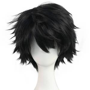 lot 14117 image: BESTBEL Mens Short Black Cosplay Wig with Cap