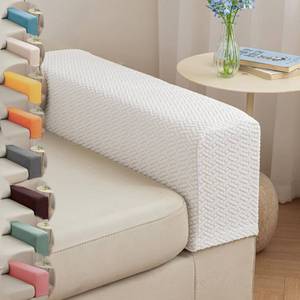 lot 14135 image: Generic Couch Arm Covers Stretch Sofa Armrest Protectors Set of 2 White Medium