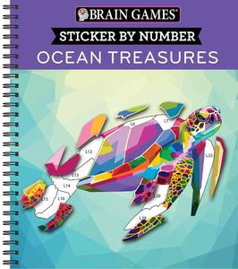 lot 14140 image: Publications International Brain Games Sticker by Number Ocean Treasures