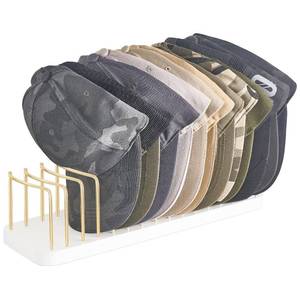 lot 17524 image: Mkono Hat Organizer for Baseball Caps, Holds 15 Caps, Gold