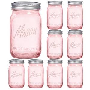 lot 17544 image: SUT Mason Jars 32 oz Wide Mouth Pink 9-Pack