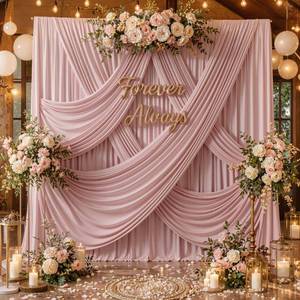 lot 17547 image: CO-AVE Dusty Pink Backdrop Curtains 20ft x 12ft 4 Panels