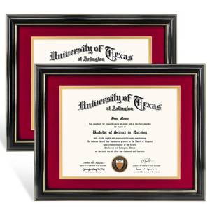 lot 17553 image: GraduationMall Diploma Frame 8.5x11 Mat or 11x14 Black Gold Trim 2 Pack