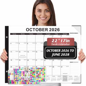 lot 17555 image: Gannyfer Large Desk Calendar 2027-2028, 21-Month (Oct 2026 - Jun 2028)