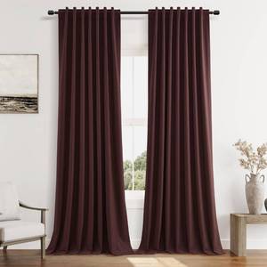 lot 17560 image: Guken 100% Blackout Linen Curtains 120 Inch Reddish Brown