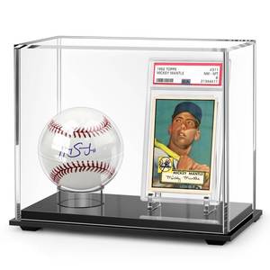 lot 17941 image: Kevenal Acrylic Baseball & Card Display Case with Ball Stand, PSA Slab Holders