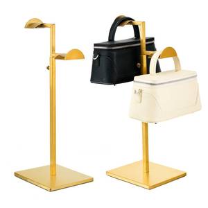 lot 17943 image: CHAWTALION Two Tier Handbag Display Stand 2 Pcs Stainless Steel Gold