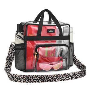 lot 17949 image: May Tree Clear Tote Bag 12x5.5x12 Leopard Strap