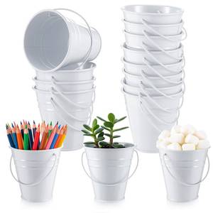 lot 17950 image: Sadnyy Small Metal Bucket With Handle 3.5 Inch White 12 Pcs