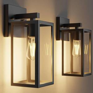 lot 17959 image: Kalium Outdoor Wall Light Fixture Matte Black 12.4 Inch E26 2-Pack