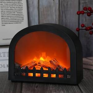 lot 17961 image: Maimeili Flameless LED Fireplace Lantern Simulated Flame Table Lamp