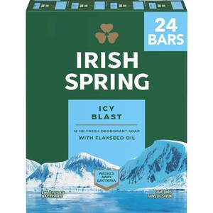 lot 17968 image: Irish Spring Icy Blast Deodorant Bar Soap for Men 3.7 Oz 24 Pack