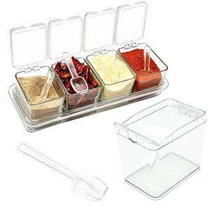 lot 17973 image: NovaHF 4 Compartment Clear Seasoning Box with Lids