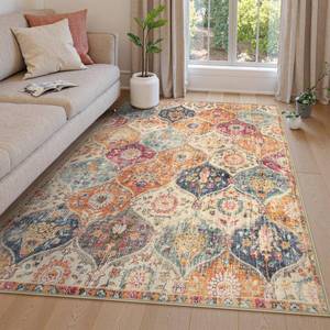 lot 17975 image: Lahome Machine Washable Moroccan Floral Area Rug 4x6 Low Pile