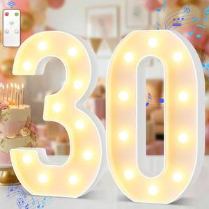 lot 17988 image: Obrecis 30th Birthday Light Up Number Decoration with Music 12.6 Inch