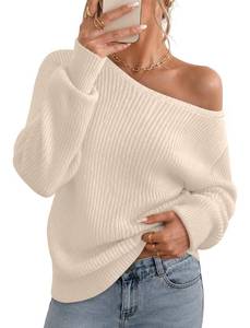 lot 18190 image: Sipaya Womens Sweater Drop Shoulder Crochet Knit Size M