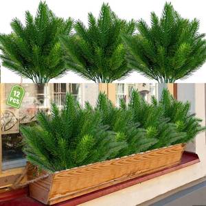 lot 18205 image: JIFTOK Artificial Flowers Fake Plants 12 Pcs UV Resistant Outdoor