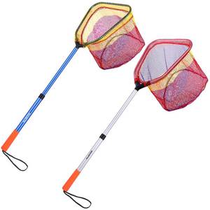lot 18225 image: PLUSINNO Telescopic Fishing Landing Net Aluminum Handle 2 Pack Blue Silver