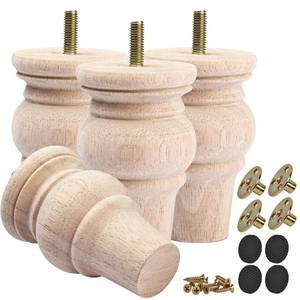 lot 18237 image: TCHOSUZ Bun Feet Furniture Legs Solid Rubberwood 4 Inch 4-Pack Unfinished