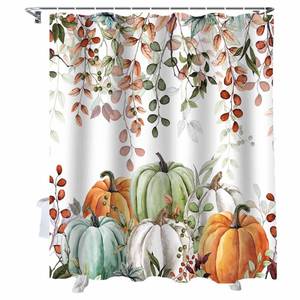 lot 18241 image: Vandarllin Fall Thanksgiving Shower Curtain 72 x 72 Inch Waterproof Polyester