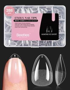 lot 18251 image: Beetles Extra Short Almond Nail Tips 288 Pcs 12 Sizes Pre-Shaped