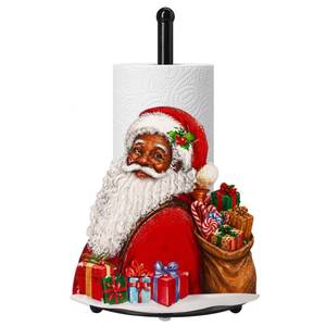 lot 18254 image: Taesun Black Santa Claus Paper Towel Holder Christmas Countertop 13.4 Inch